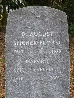 Dr. August Spicher-Probst (1914–1979). Margrit Spicher-Probst (1918–2001). Grab, Friedhof am Hörnli
