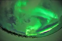 und mit Blick auf den Berg Nuolja (Aufnahme mit Fischaugenobjektiv)