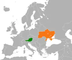 Lage von Österreich und Ukraine