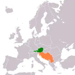 Lage von Österreich und Jugoslawien