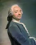 Maurice Quentin de La Tour: Selbstportrait, um 1750. Über 50 Jahre später trägt der Maler eine typische gepuderte Rokoko-Perücke mit Schleife.