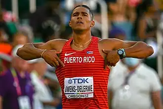 Ayden Owens-Delerme bei den Weltmeisterschaften 2022 in Eugene