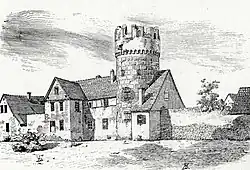 Bürgerturm in den 1880er Jahren noch mit der Quader-Dekoration aus Putz