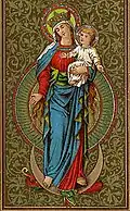 Madonna, Chromolithographie mit Golddruck 1895, Format 5,5 × 9&nbsp;cm