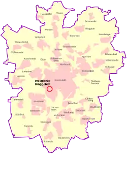 Lage des Quartiers Westliches Ringgebiet (rot)