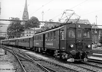 Der aus der Zeit der Elektrifizierung stammende Triebwagen BDe&nbsp;3/4&nbsp;43 in St. Gallen
