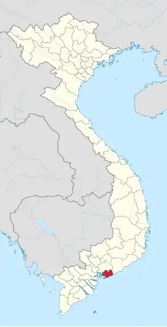 Karte von Vietnam mit der Provinz Tỉnh Bà Rịa - Vũng Tàu hervorgehoben