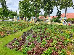 Blick auf die Freiluftbibliothek „Novalis“