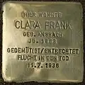 Stolperstein für Clara Frank
