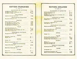 Innenseiten mit französisch- und englischsprachigen Titeln