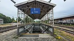 Historischer Unterführungseingang auf dem Gleis 2, zu diesem Zeitpunkt wurde sie noch genutzt.