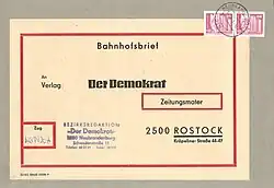 Bahnhofsbrief der Deutschen Post (DDR) von 1985 (Frankatur für regelmäßige Einlieferung[2])