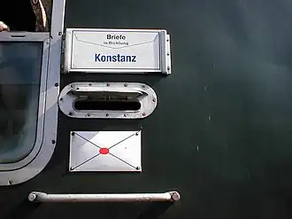 Bahnpostbriefkasten aus letzter Zeit der deutschen Bahnpost, 1970–1997