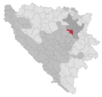 Lage der Gemeinde Banovići in Bosnien und Herzegowina (anklickbare Karte)