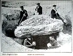 Ausgrabung des Dolmen 1913