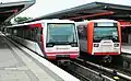 U-Bahn-Züge vom Typ DT 3-E und DT 4 in Barmbek