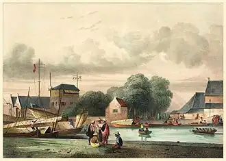 Zeitgenössische Ansicht des Landungsplatzes von Batavia.[42]