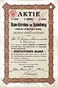 Gründeraktie des Bau-Vereins zu Hamburg