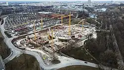 Die Baustelle des SAP Garden Anfang März 2022