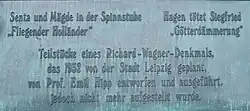 Hinweis: Teilstücke eines Richard-Wagner-Denkmals, das 1932 von der Stadt geplant, von Prof. Emil Hipp entworfen und ausgeführt, jedoch nicht mehr aufgestellt wurde