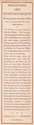 Lesezeichen von 1921 nach 10 erschienenen Bänden, Vorder- und Rückseite