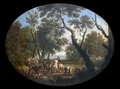 Andrea Locatelli, Reisende überfalllen von Räubern am Waldrand.