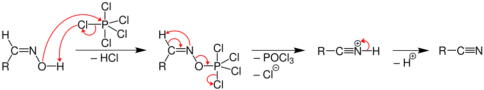 Darstellung organischer Nitrile durch Entwässerung von Aldoximen mit PCl5