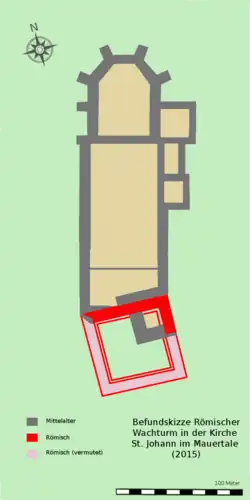 St. Johann im Mauertale (Wachau): Befundskizze des Burgus (2015)