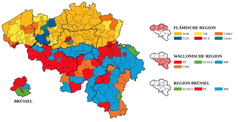 Wahlkreiskarte – Stärkste Partei nach Wahlkanton