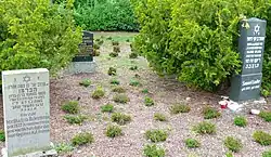 Drei Grabsteine mit hebräischen Inschriften