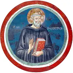 Benedikt von Nursia, Fresko im Kloster von Subiaco, Umbrien, Italien, ca. 550.