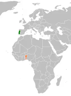 Lage von Portugal und Benin