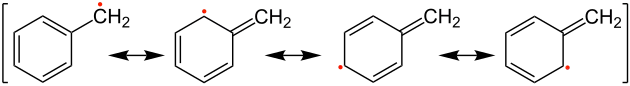 Mesomere Grenzstrukturen eines Benzylradikals
