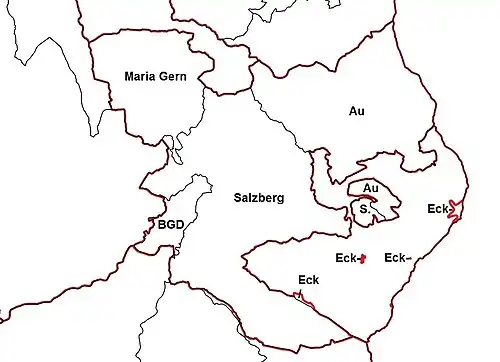 Gemarkungen in Berchtesgaden mit der Gemarkung Au