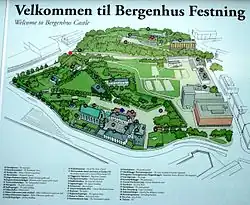 Lageplan der Festung. Das Museum befindet sich im ehemaligen Magazin (Gebäude Nr.&nbsp;28).