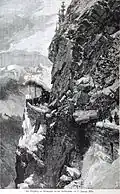 Bergsturz bei Hintergasse an der Arlbergbahn am 4. Jänner 1892, künstlerische Darstellung
