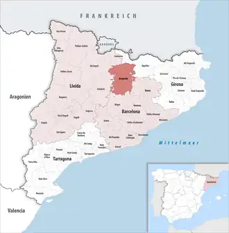 Die Lage der Comarca Berguedà in der Provinz Barcelona