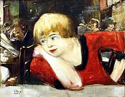 Im Café - Frau in Rot, 1911, Öl auf Leinwand, 46&nbsp;×&nbsp;57&nbsp;cm (Alte Nationalgalerie)