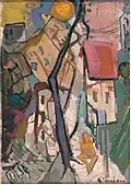 Berlin-Pankow, Breite Straße, 1945, Öl auf Hartfaser, 53 × 37 cm