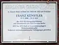 Gedenktafel Franz Künstler