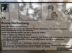 Beschreibungstafel mit Infos zur Burgruine Helfenberg SG