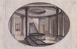 Treppenhaus im Accouchierhaus in Göttingen; Stich von Christian Andreas Besemann