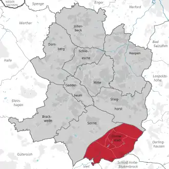 Lage von Sennestadt in Bielefeld