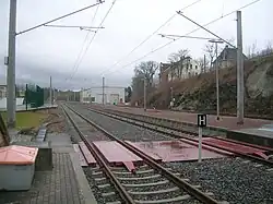 Abstellgleise und Wartungshalle der CBC am Südkopf des Bahnhofs