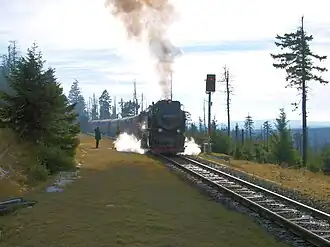 Zugkreuzung im Bahnhof Goetheweg (2010)