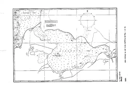 Karte der Bucht mit den Inseln Buchhorst im Westen und Plönswerder im Osten