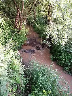 Bibra nach Starkregen innerhalb der Ortslage Bibras