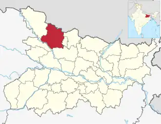 Positionskarte des Distrikts Purba Champaran