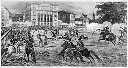 Das neu errichtete Hôtel Baur en ville während des Züriputsch von 1839