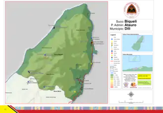 Der Suco Biqueli liegt im Norden der Insel Atauro. Der Ort Biqueli liegt an der Küste im Südosten des Sucos.